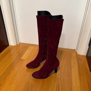 Aquatalia Rhumba Suede Boots 6.5 Burgundy